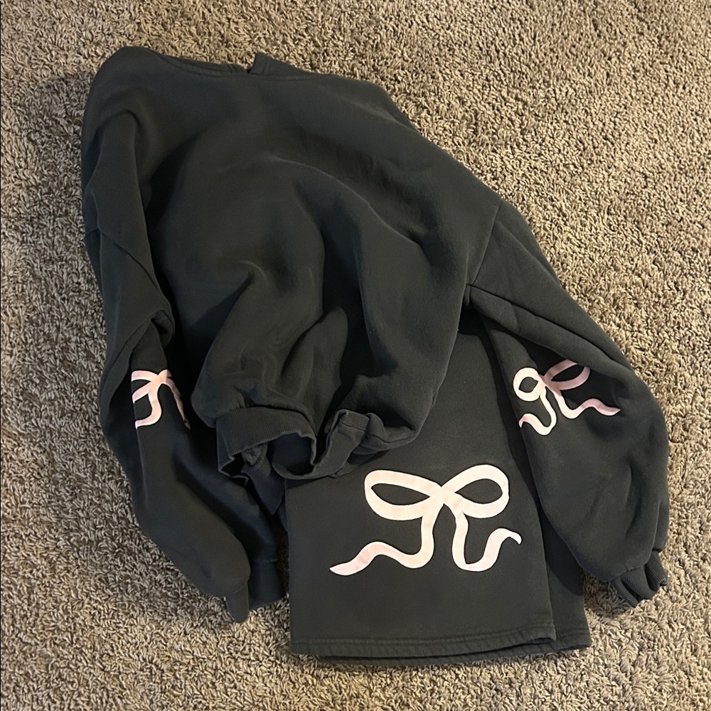 Edikted Black Sweatshirt with Pink Bow Design
